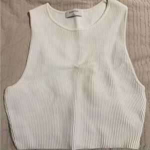 Aritzia White Ribbed Tank Top